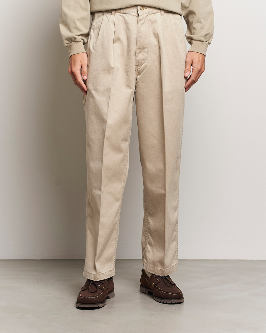 Men | Trousers | orSlow | Two Tuck Wide Trousers Khaki