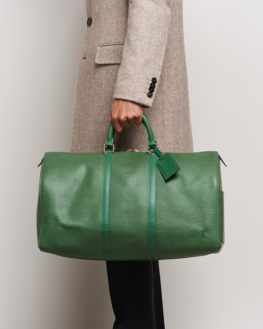 Men | Louis Vuitton Pre-Owned Keepall 50 EPI Leather Bag Green | Louis Vuitton Pre-Owned | Keepall 50 EPI Leather Bag Green