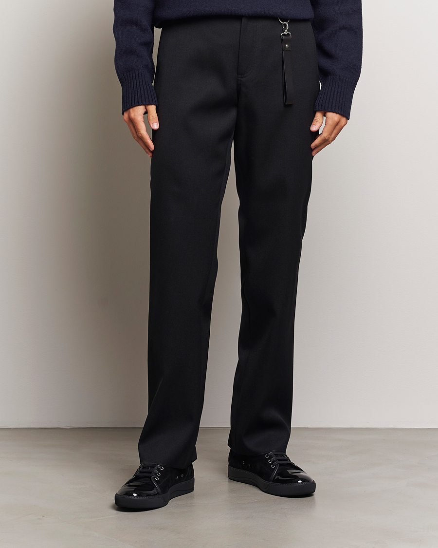 Men | Trousers | Lanvin | Casual Straight Wool Trousers Black