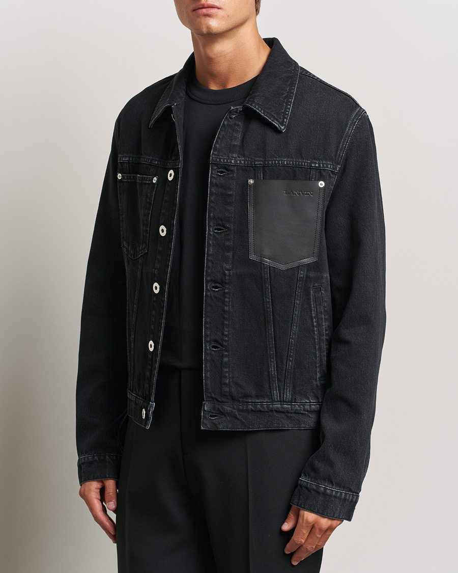 Men | Coats & Jackets | Lanvin | Leather Pocket Denim Jacket Black