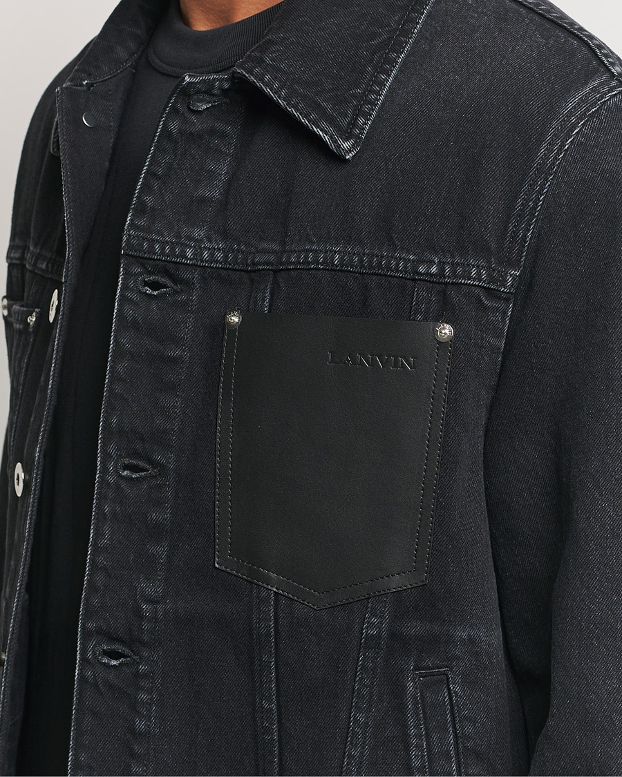 Men | Coats & Jackets | Lanvin | Leather Pocket Denim Jacket Black