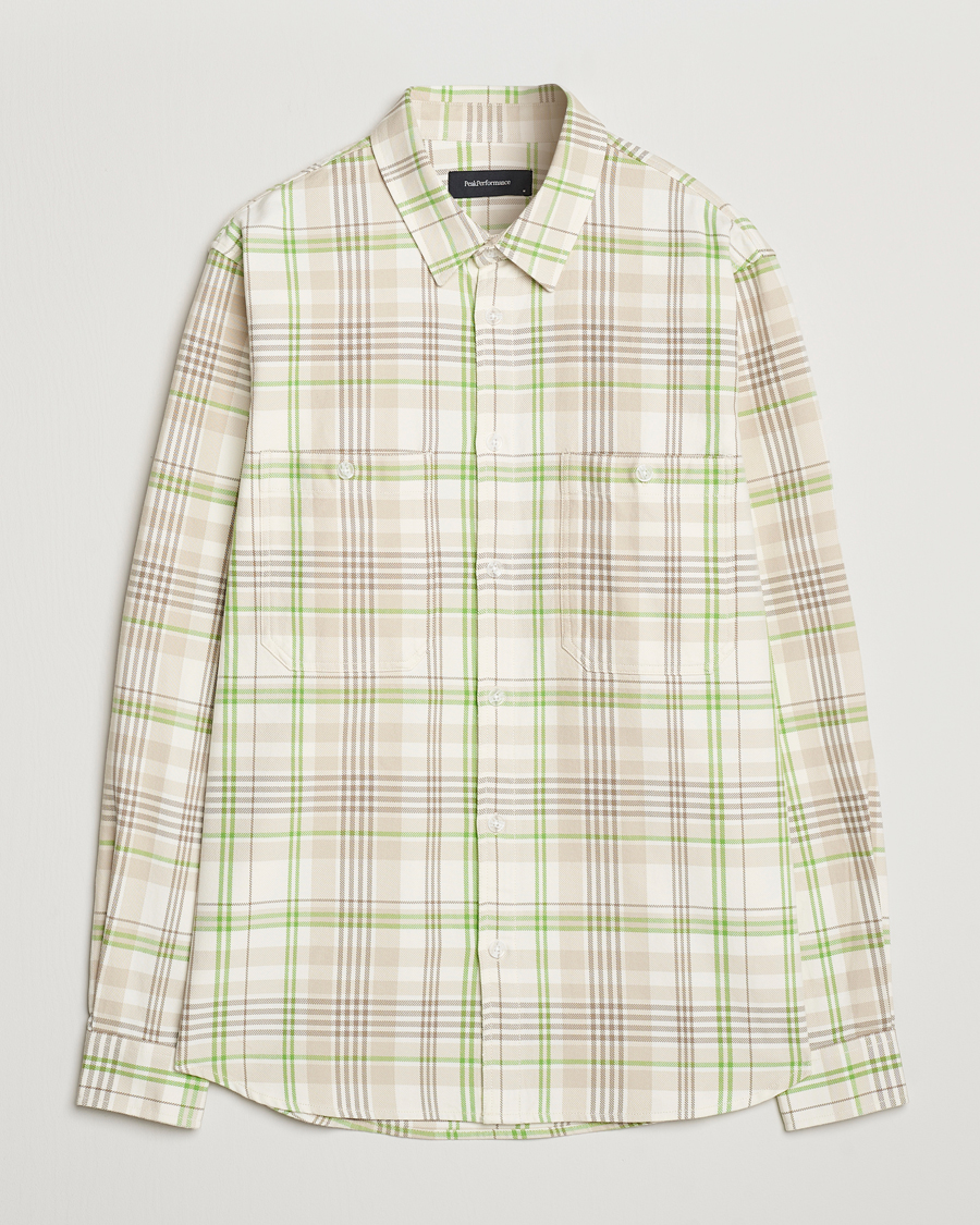 Men | Shirts | Peak Performance | Heavy Flannel Cotton Shirt Checked Beige