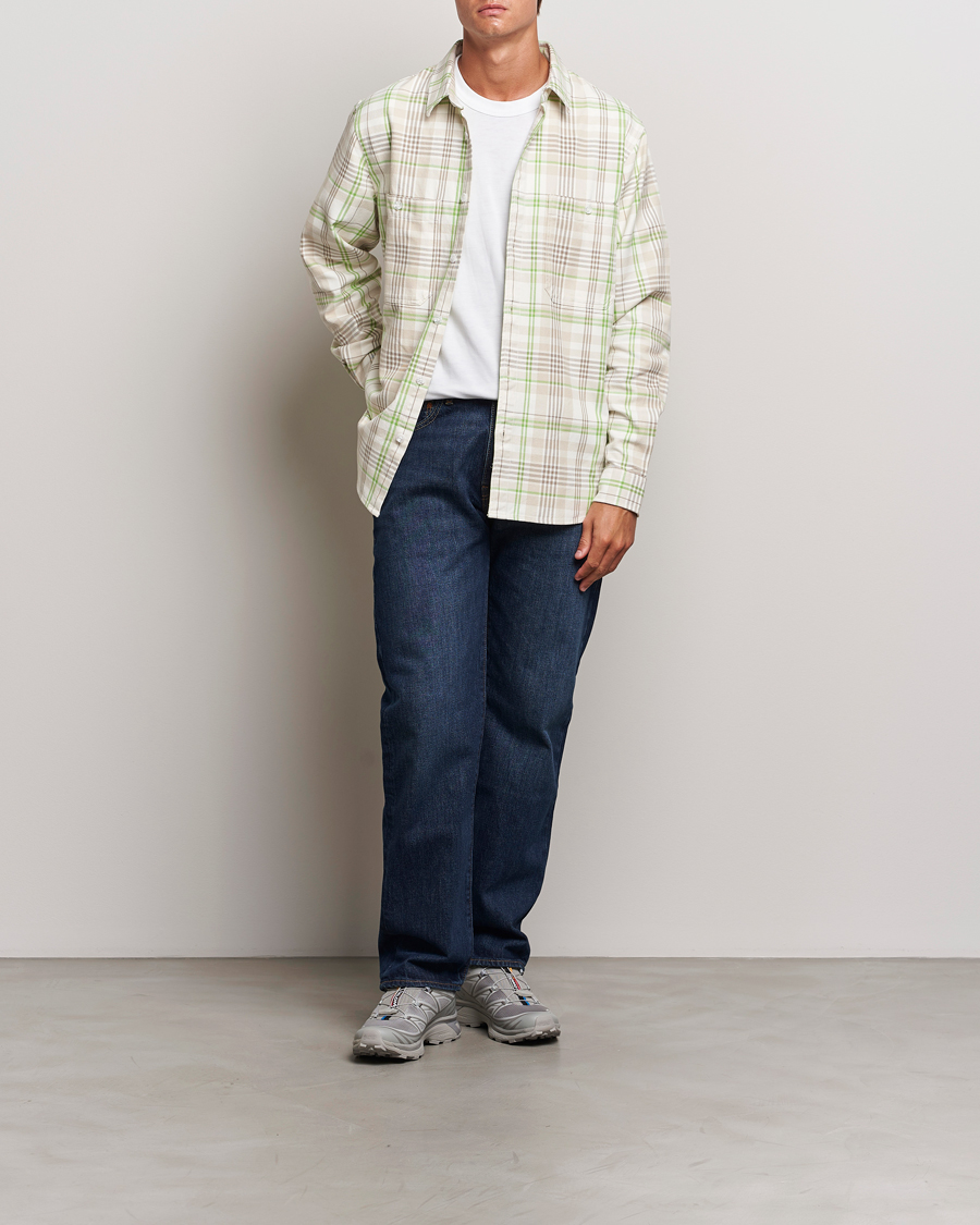 Men | Shirts | Peak Performance | Heavy Flannel Cotton Shirt Checked Beige