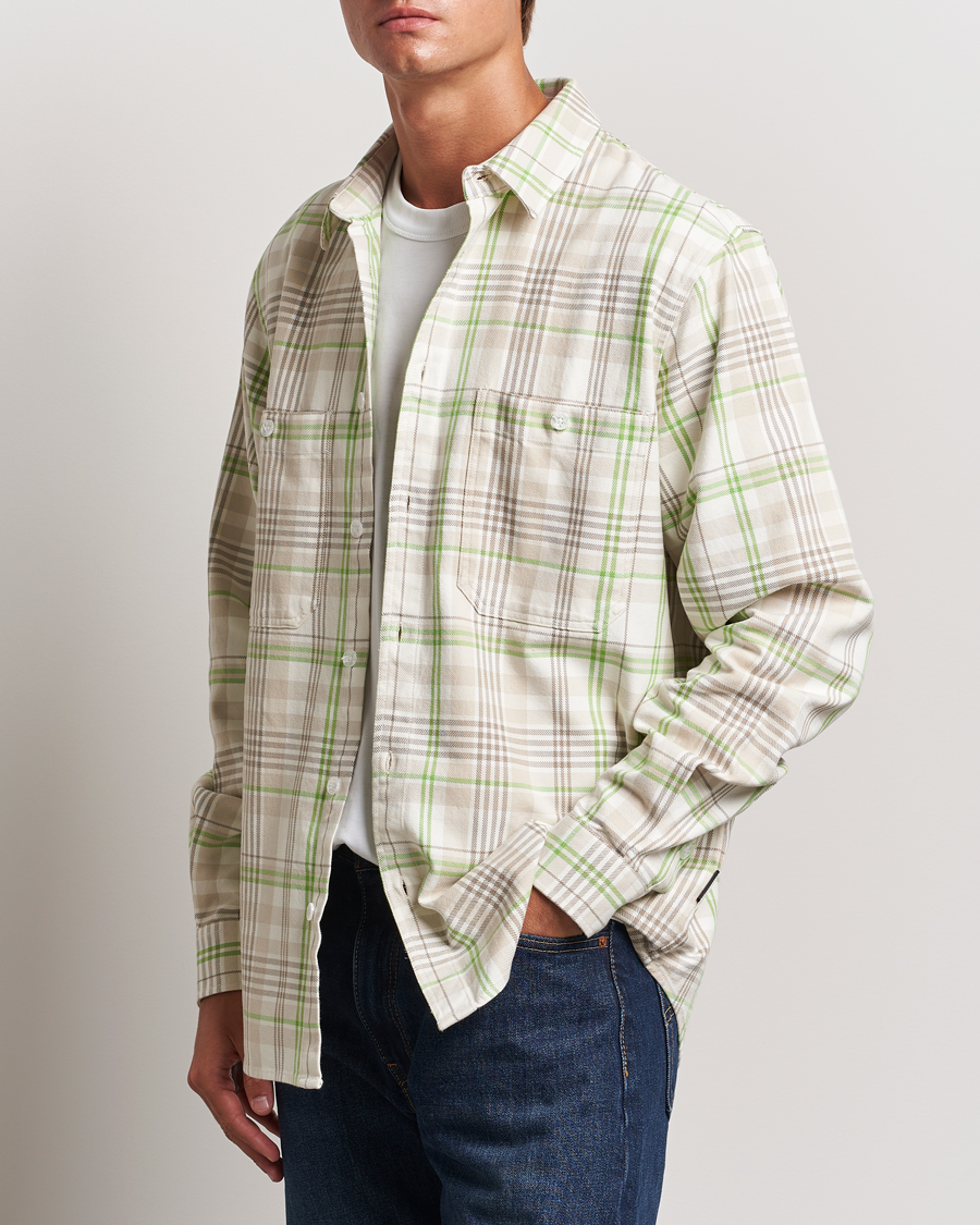 Men | Shirts | Peak Performance | Heavy Flannel Cotton Shirt Checked Beige