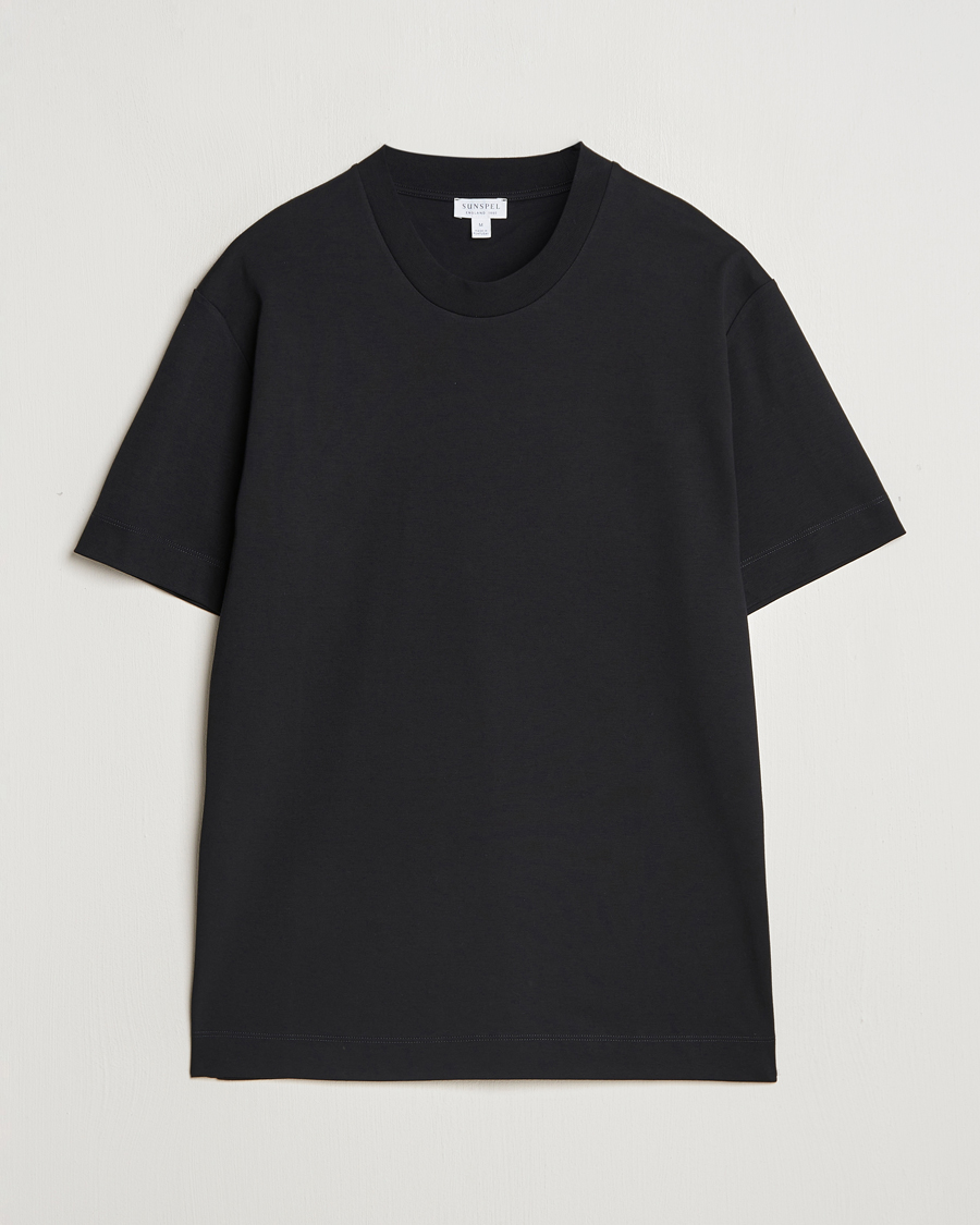 Men | T-Shirts | Sunspel | Heavy Weight Supima Cotton T-Shirt Black