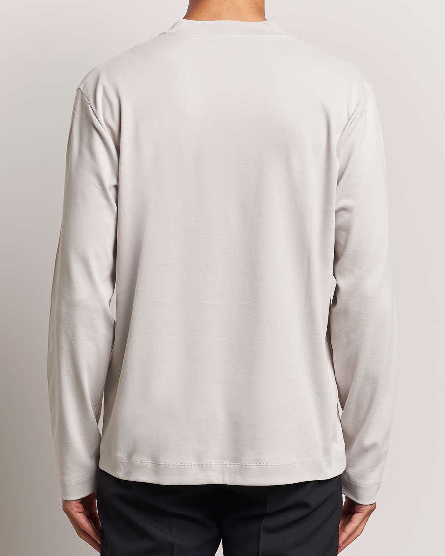 Men | T-Shirts | Sunspel | Heavyweight Mock Neck Long Sleeve T-Shirt Putty