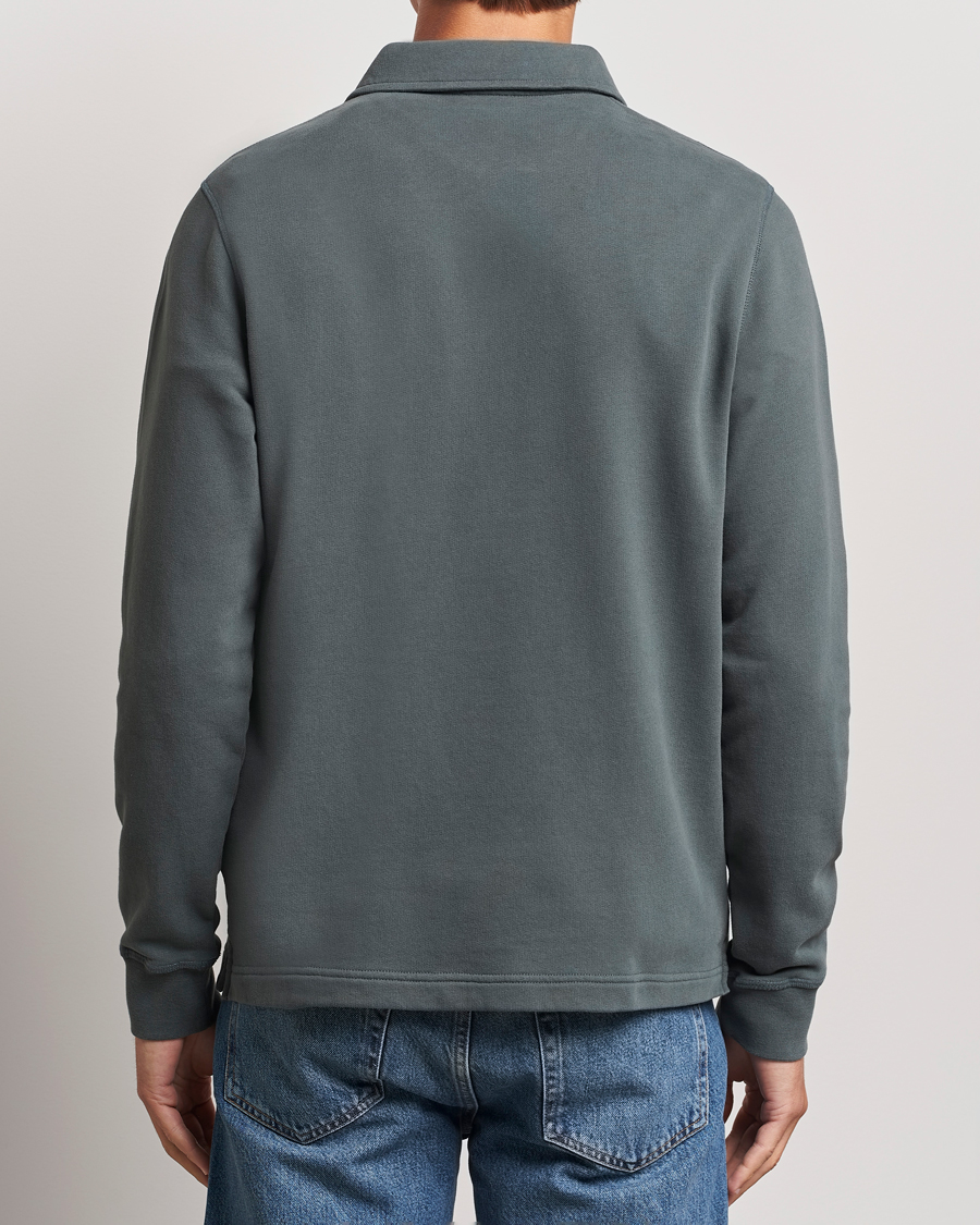 Men | Sweaters & Knitwear | Sunspel | Zip Loopback Sweatshirt Polo Drill Green