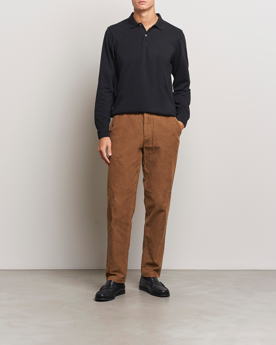 Men | Trousers | Sunspel | Corduroy Chore Trousers Sandstone