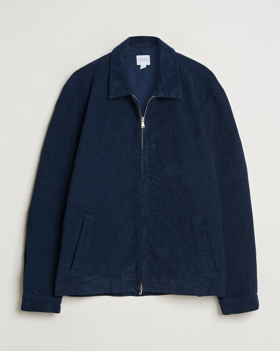 Men | Coats & Jackets | Sunspel | Corduroy Harrington Jacket Navy