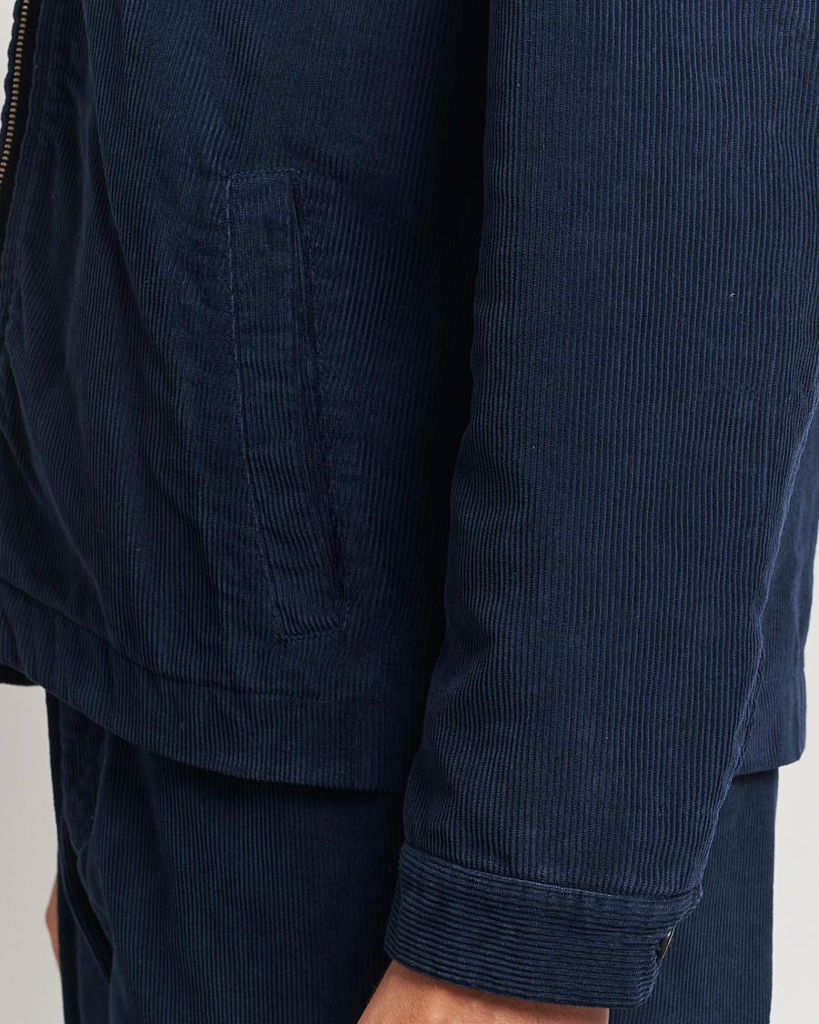 Men | Coats & Jackets | Sunspel | Corduroy Harrington Jacket Navy