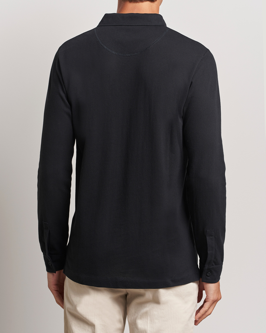 Men | Sweaters & Knitwear | Sunspel | Riviera Long Sleeve Polo Black