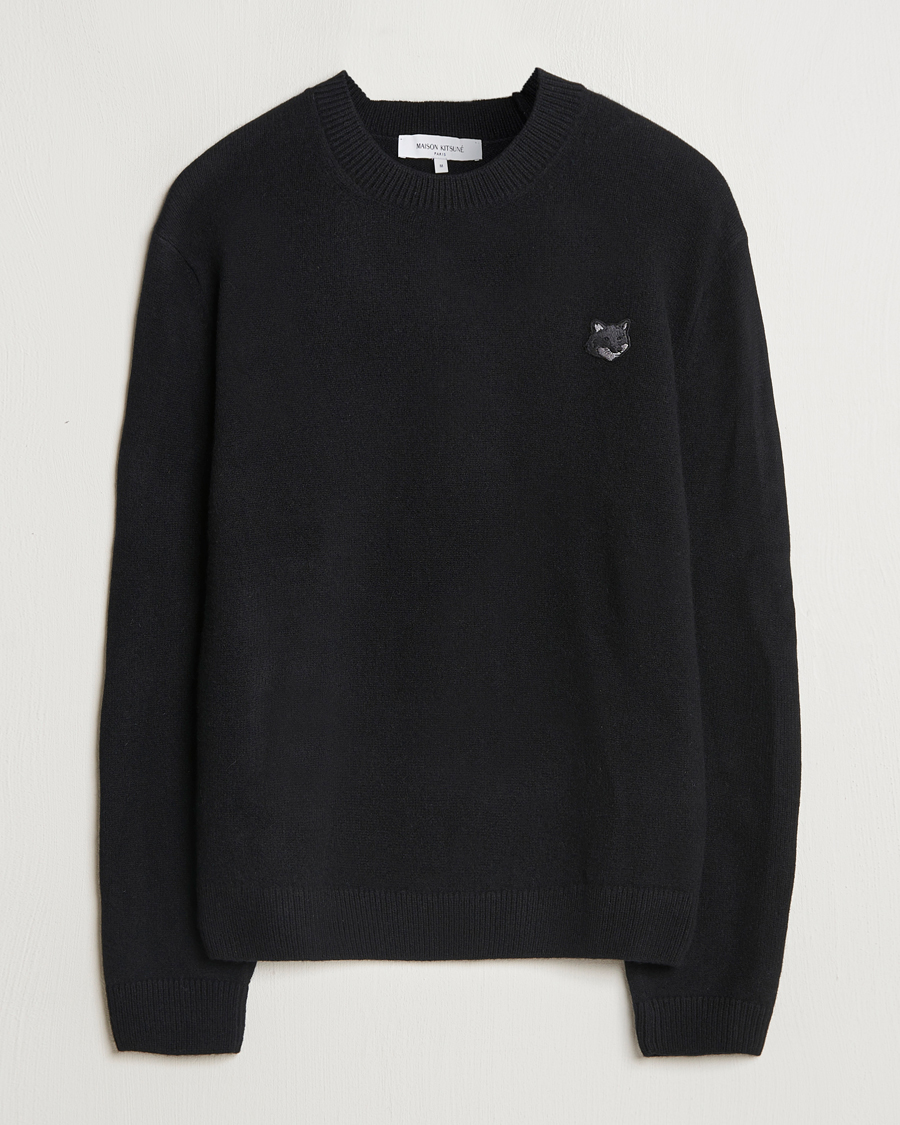 Men | Sweaters & Knitwear | Maison Kitsuné | Bold Fox Lambswool Crew Neck Black