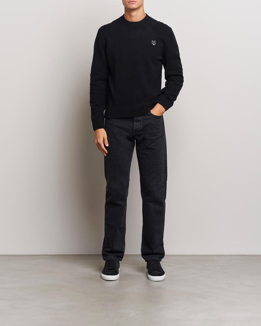 Men | Sweaters & Knitwear | Maison Kitsuné | Bold Fox Lambswool Crew Neck Black
