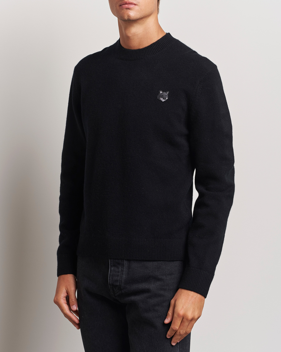Men | Sweaters & Knitwear | Maison Kitsuné | Bold Fox Lambswool Crew Neck Black