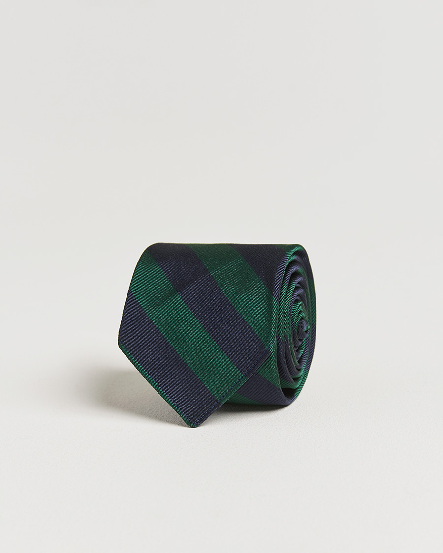 Men | Kamakura Shirts Vintage Ivy Regimental Stripe Silk Tie Navy/Green | Kamakura Shirts | Vintage Ivy Regimental Stripe Silk Tie Navy/Green