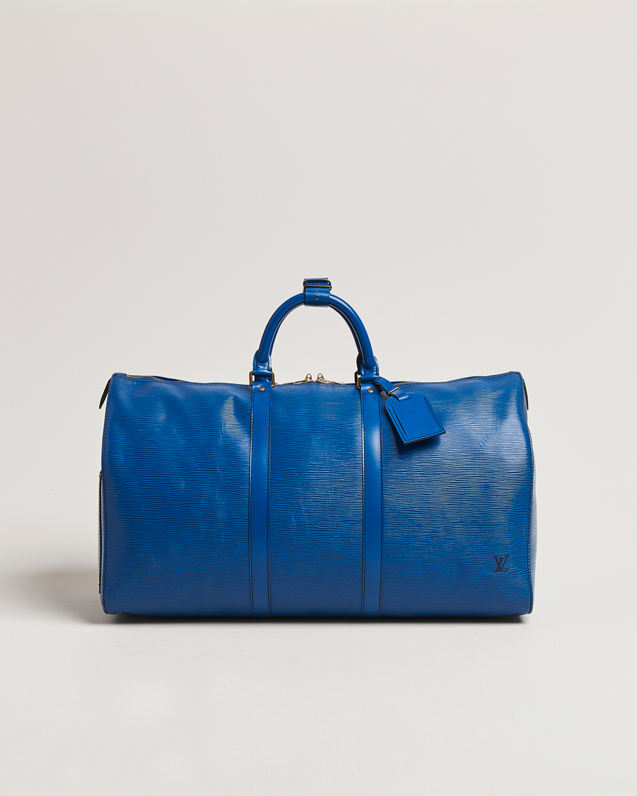 Men | Louis Vuitton Pre-Owned Keepall 50 Epi Leather Travel Bag Blue | Louis Vuitton Pre-Owned | Keepall 50 Epi Leather Travel Bag Blue
