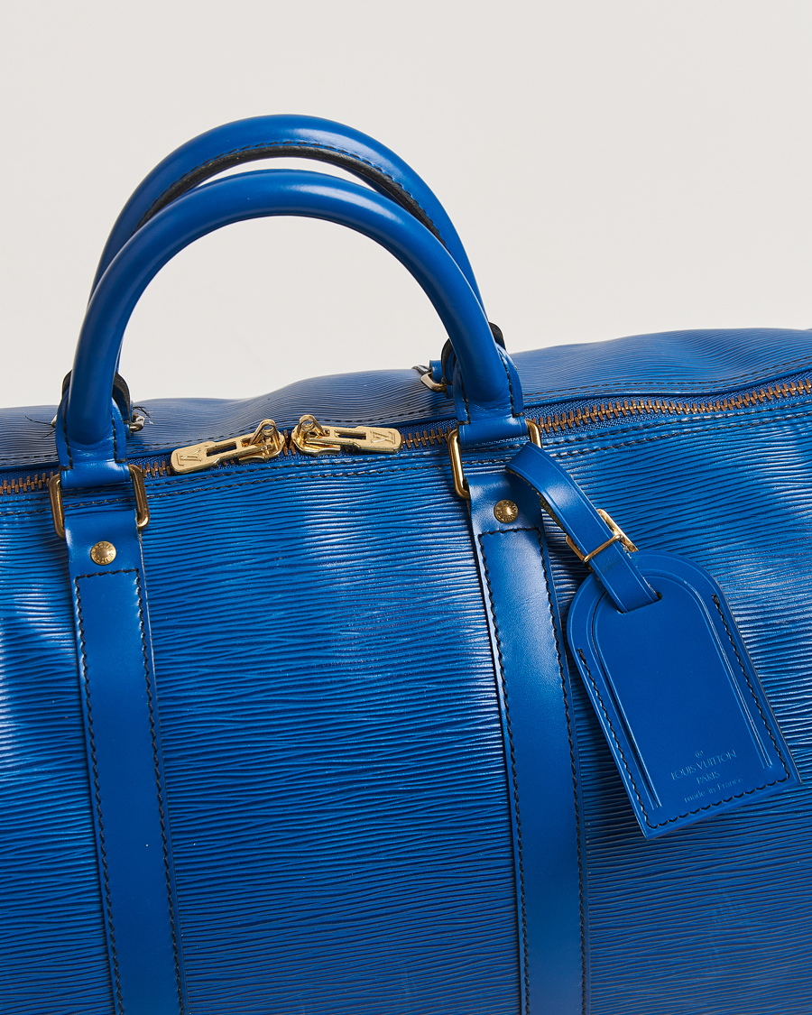 Men | Louis Vuitton Pre-Owned Keepall 50 Epi Leather Travel Bag Blue | Louis Vuitton Pre-Owned | Keepall 50 Epi Leather Travel Bag Blue