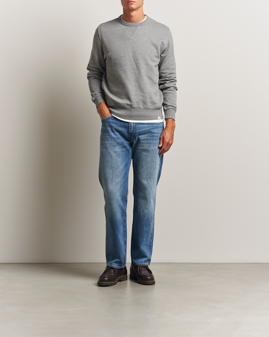 Men | Sweaters & Knitwear | Merz b. Schwanen | Relaxed Fit Vintage Cotton Sweatshirt Grey Melange