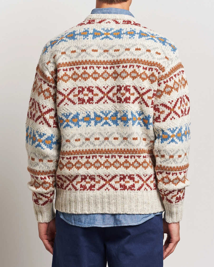 Men | Sweaters & Knitwear | BEAMS PLUS | Fair Isle Crew Neck Sweater Off White