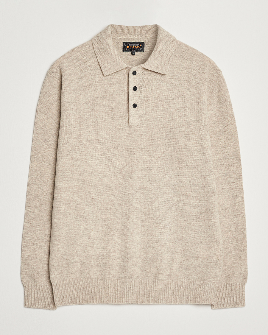 Men | Sweaters & Knitwear | BEAMS PLUS | Knitted Wool Polo Beige