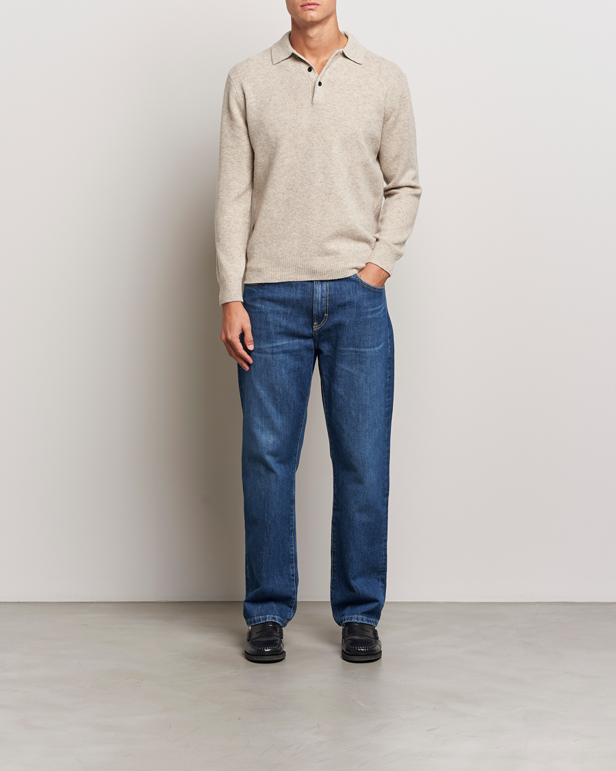 Men | Sweaters & Knitwear | BEAMS PLUS | Knitted Wool Polo Beige