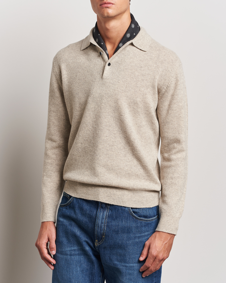 Men | Sweaters & Knitwear | BEAMS PLUS | Knitted Wool Polo Beige