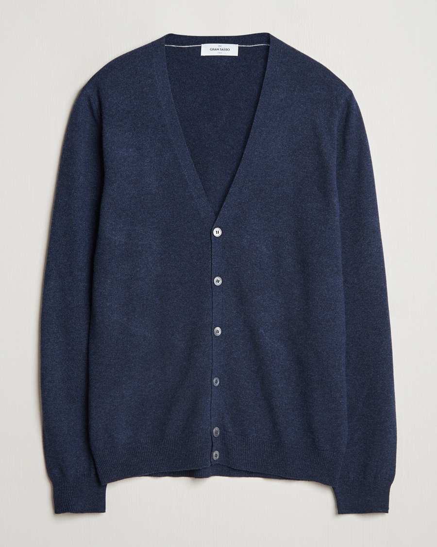 Men | Sweaters & Knitwear | Gran Sasso | Wool/Cashmere Cardigan Navy Melange