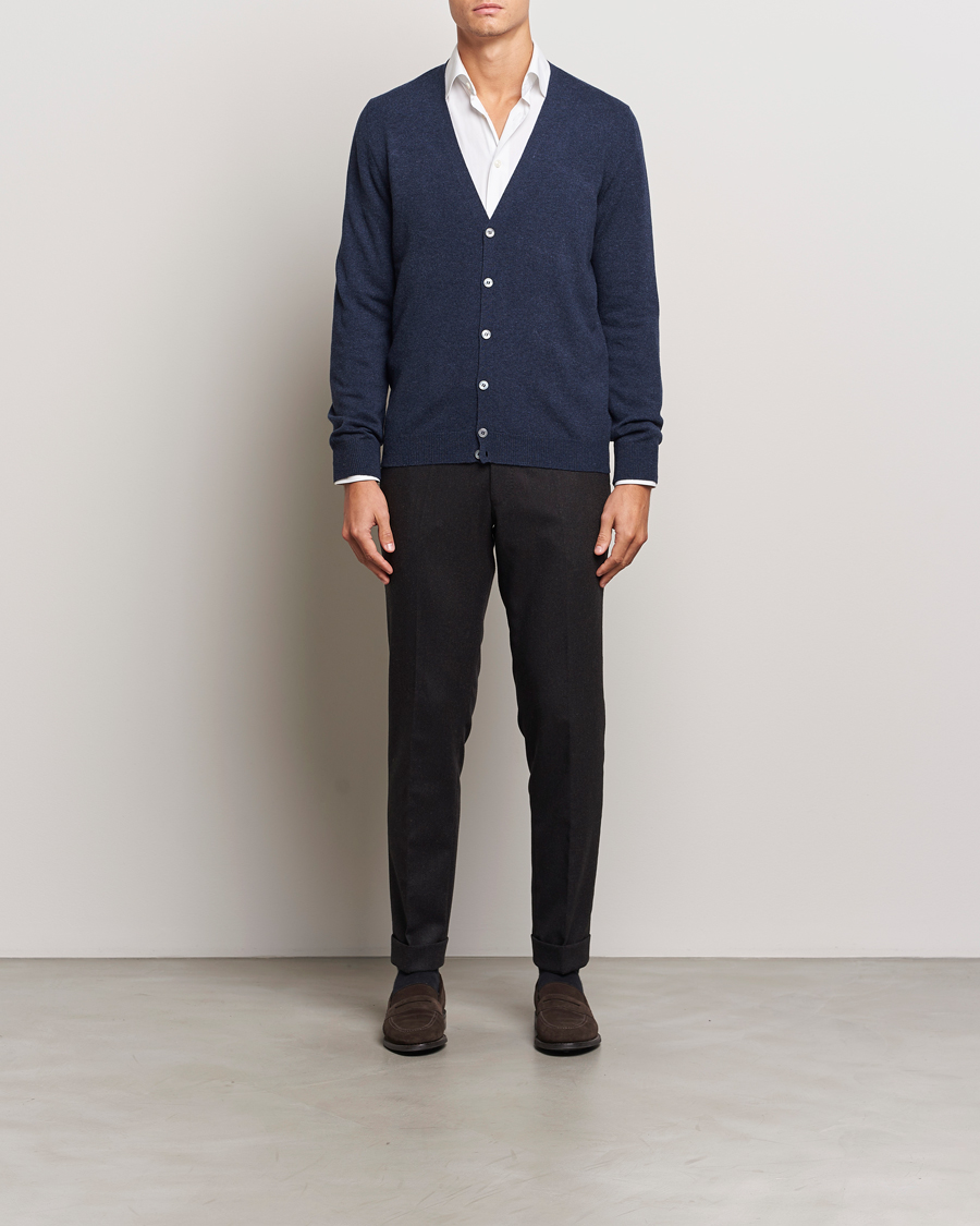 Men | Sweaters & Knitwear | Gran Sasso | Wool/Cashmere Cardigan Navy Melange