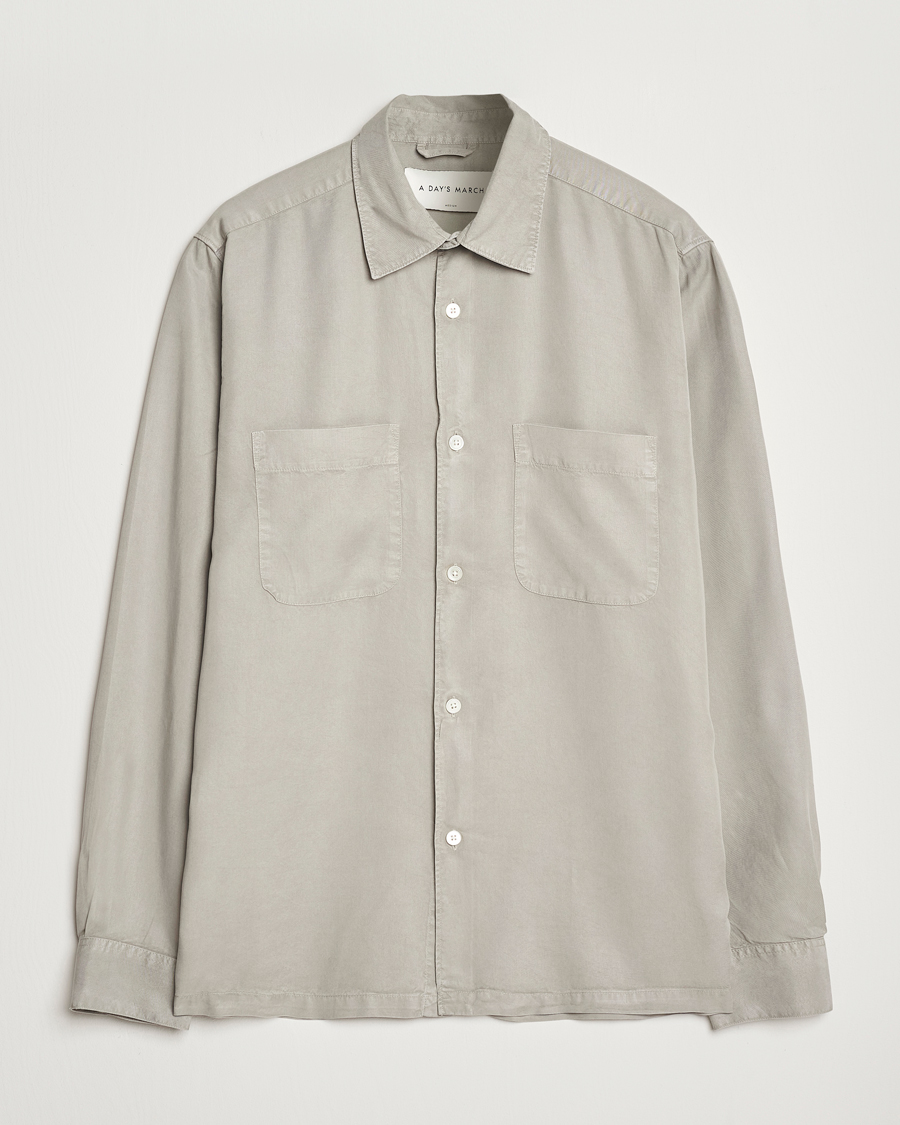 Men | Shirts | A Day's March | Balain Lyocell Shirt Rock Grey