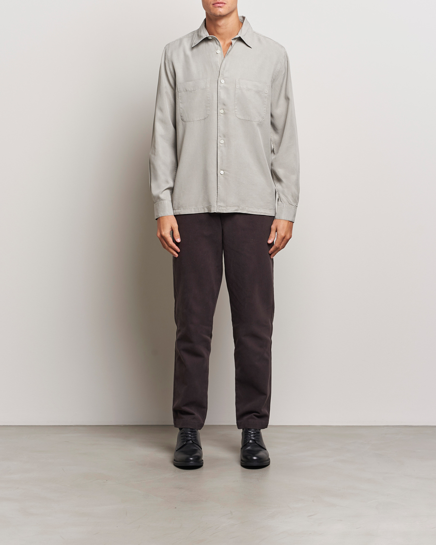 Men | Shirts | A Day's March | Balain Lyocell Shirt Rock Grey