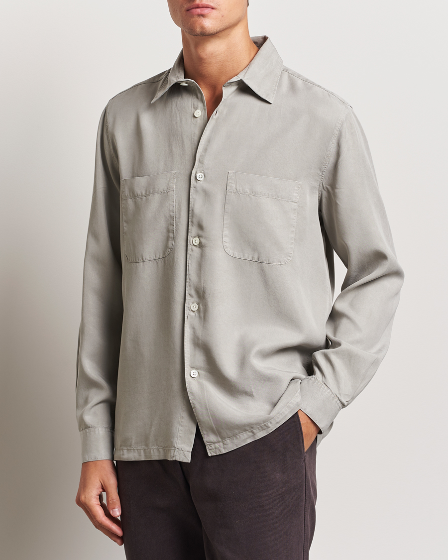 Men | Shirts | A Day's March | Balain Lyocell Shirt Rock Grey