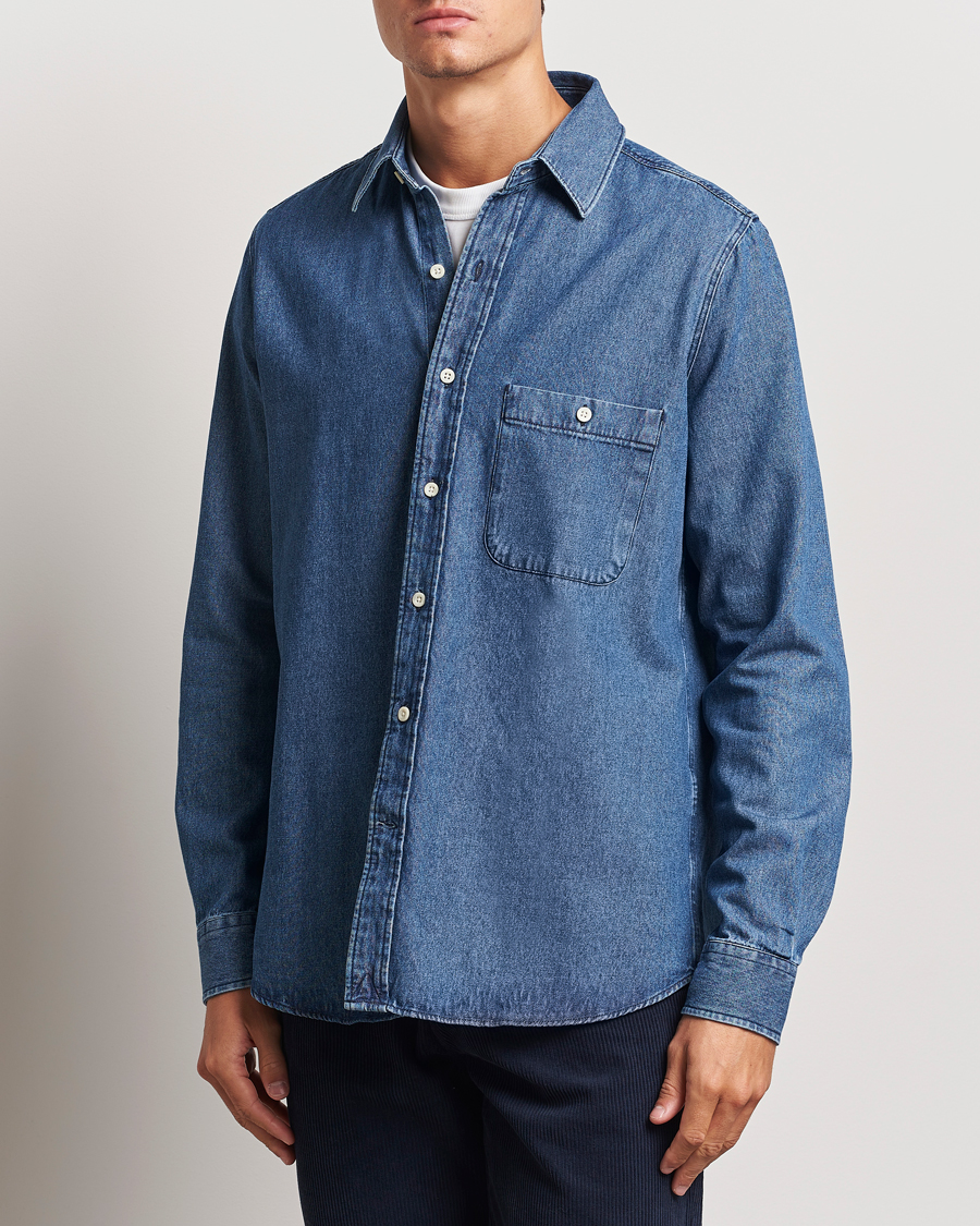 Men | Shirts | A Day's March | Mason Sturdy Denim Shirt Indigo Blue