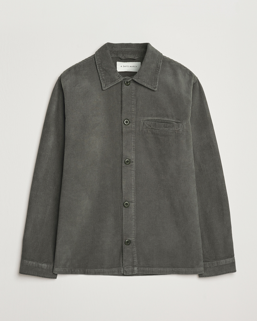 Men | Shirts | A Day's March | Telford Corduroy Overshirt Olive