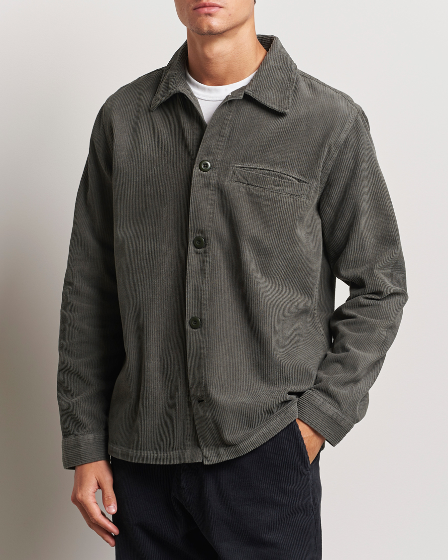 Men | Shirts | A Day's March | Telford Corduroy Overshirt Olive