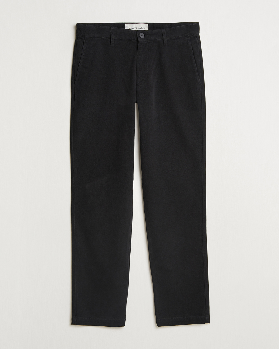 Men | Trousers | A Day's March | Miller Cotton/Lyocell Trousers Black