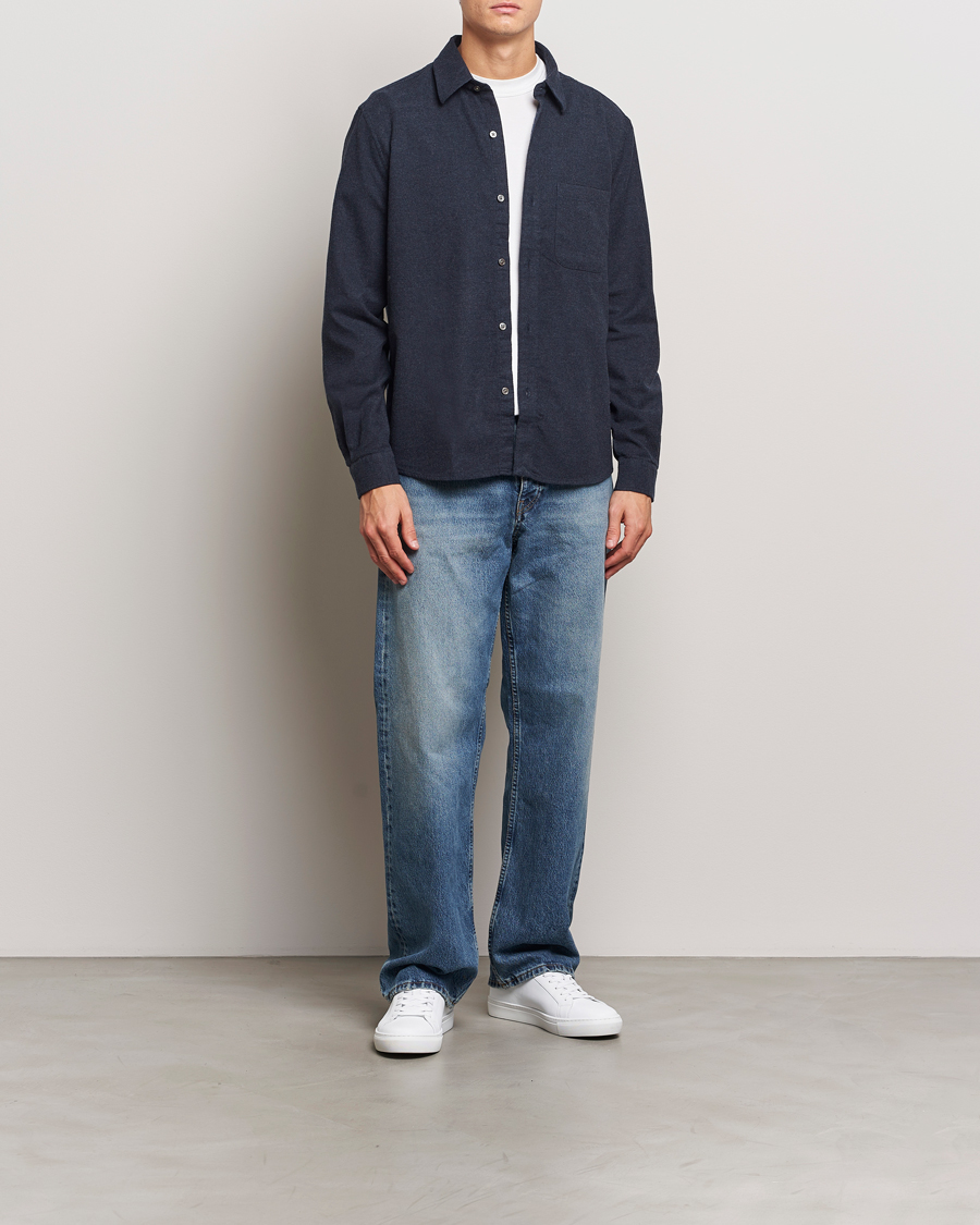 Men | Shirts | A Day's March | Newark Flannel Shirt Navy