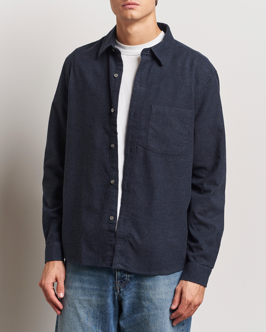 Men | Shirts | A Day's March | Newark Flannel Shirt Navy