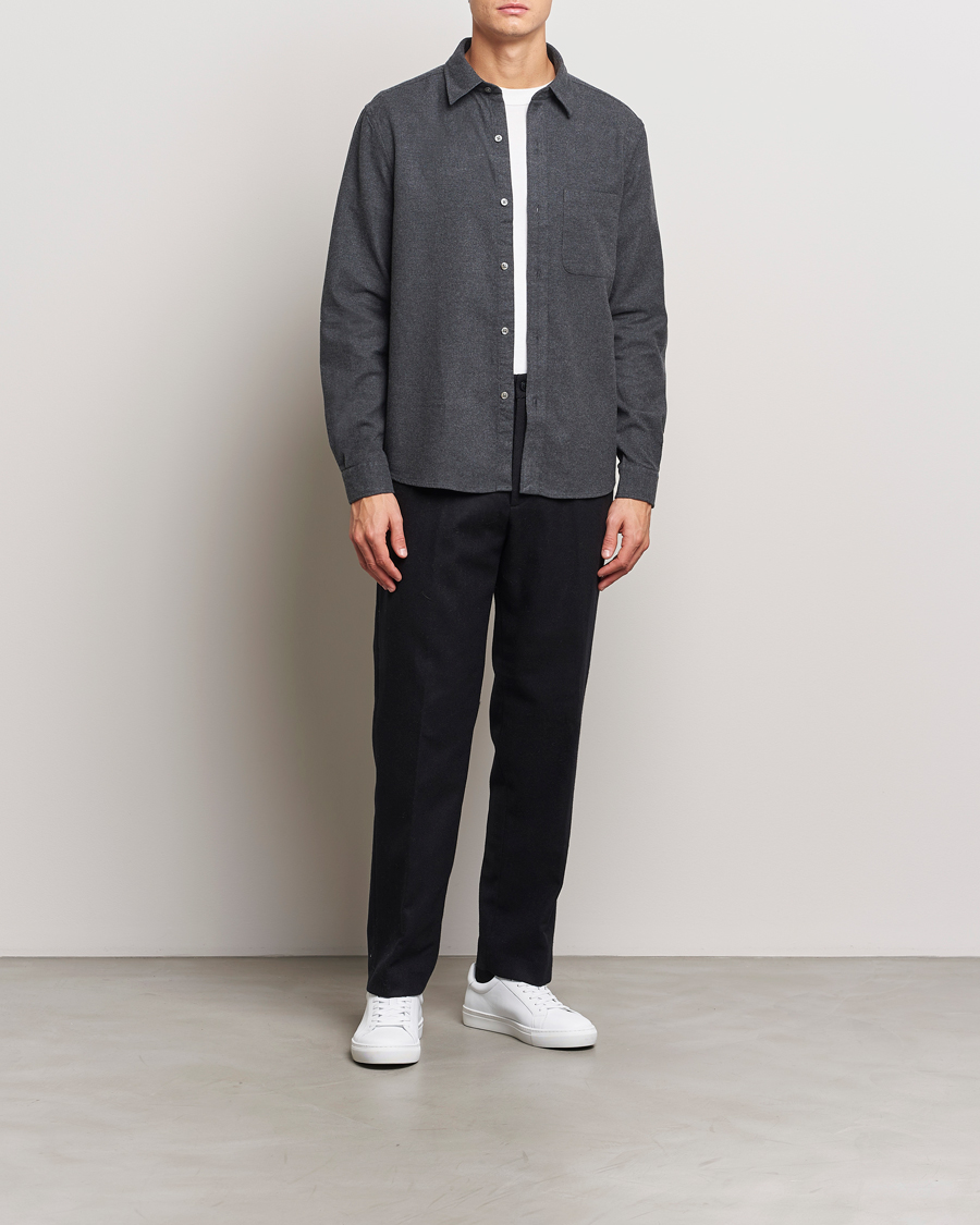 Men | Shirts | A Day's March | Newark Flannel Shirt Charcoal