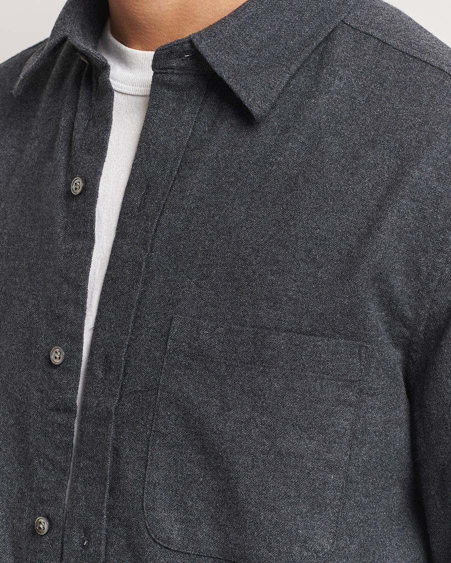 Men | Shirts | A Day's March | Newark Flannel Shirt Charcoal