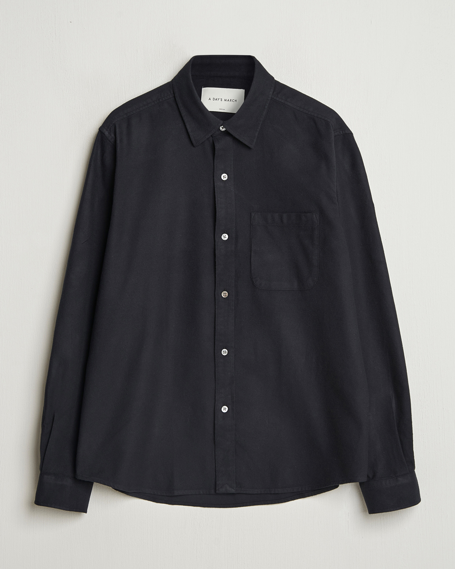 Men | Shirts | A Day's March | Newark Flannel Shirt Black