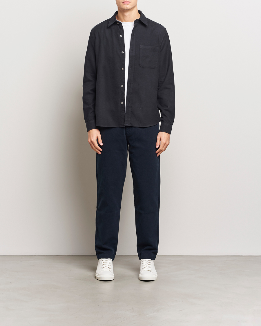 Men | Shirts | A Day's March | Newark Flannel Shirt Black