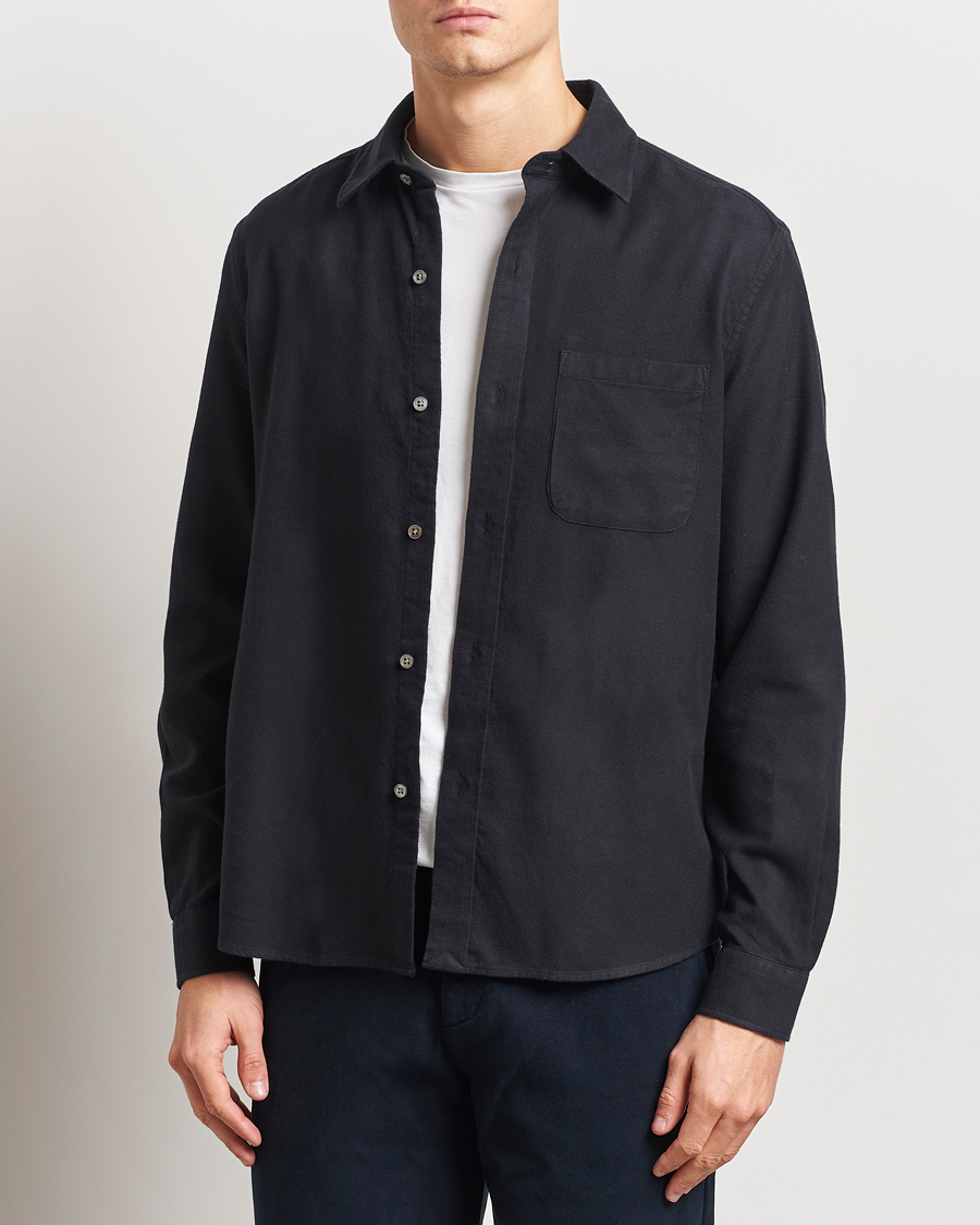 Men | Shirts | A Day's March | Newark Flannel Shirt Black