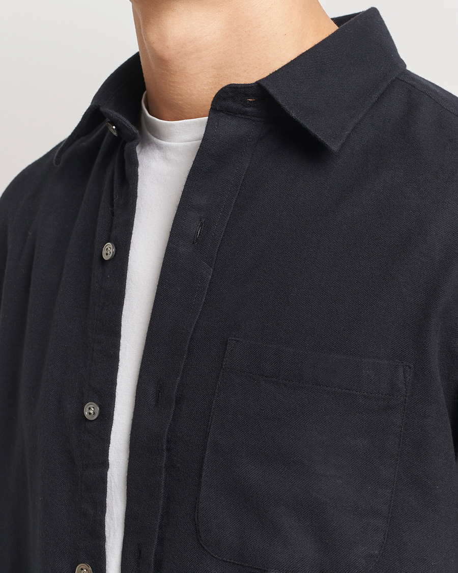 Men | Shirts | A Day's March | Newark Flannel Shirt Black