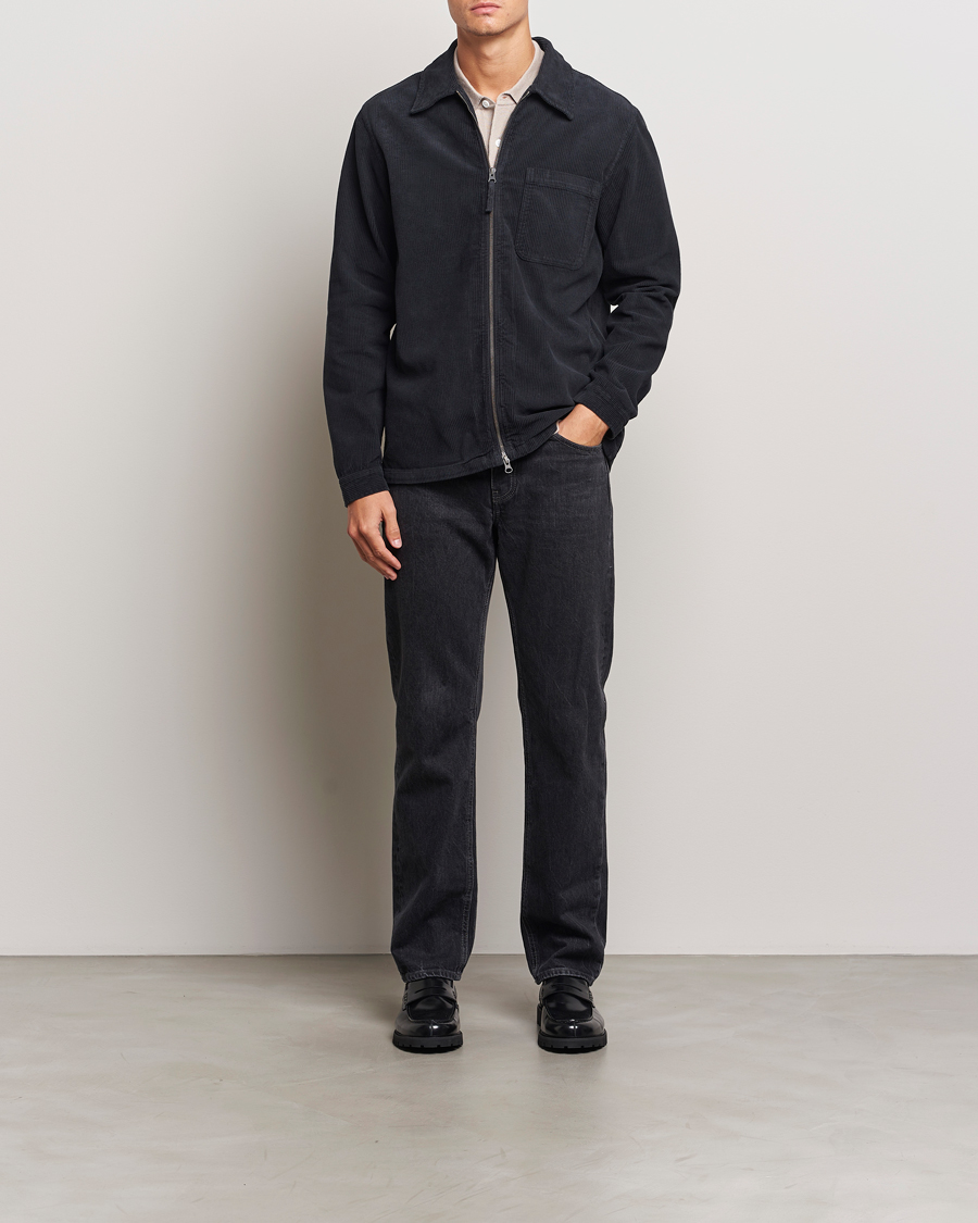 A Day's March Fraser Cord Zip Overshirt Black at CareOfCarl.com