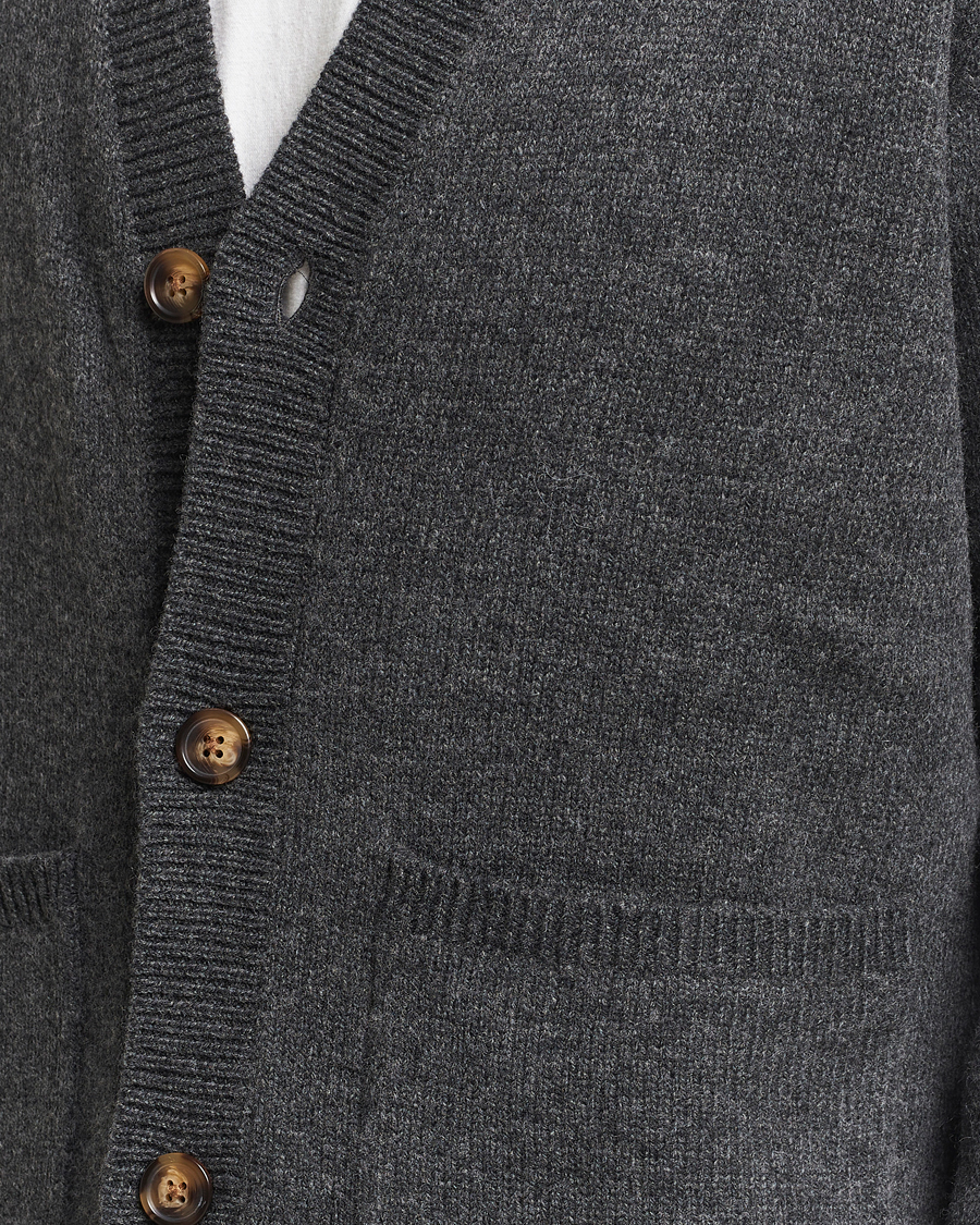 Men | Sweaters & Knitwear | A Day's March | Jarrow Lambswool Cardigan Charcoal