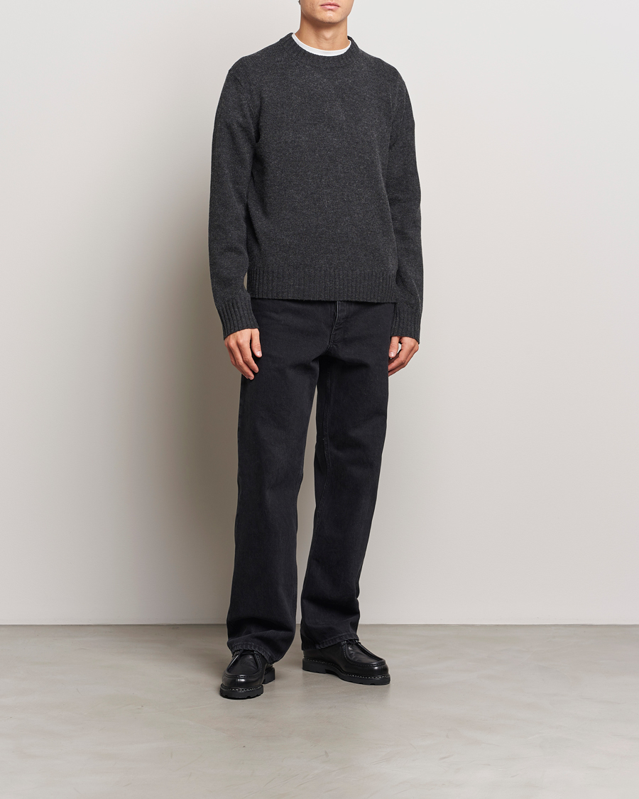 Men | Sweaters & Knitwear | A Day's March | Marlow Lambswool Crew Black Melange