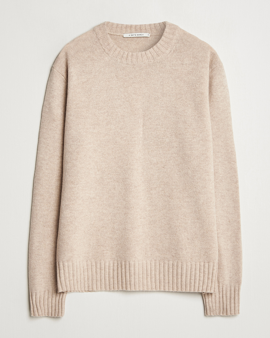 Men | Sweaters & Knitwear | A Day's March | Marlow Lambswool Crew Sand Melange