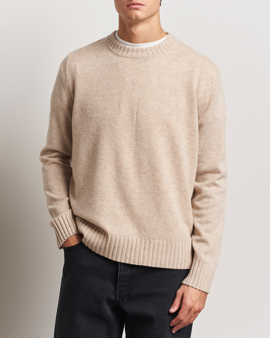 Men | Sweaters & Knitwear | A Day's March | Marlow Lambswool Crew Sand Melange