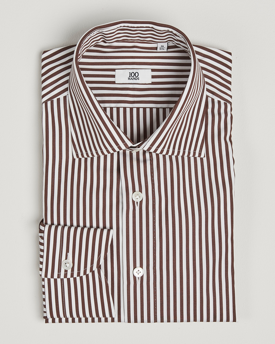 100Hands Striped Cut Away Cotton Shirt Brown at CareOfCarl.com 100Hands Striped Cut Away Cotton Shirt Brown at CareOfCarl.com
