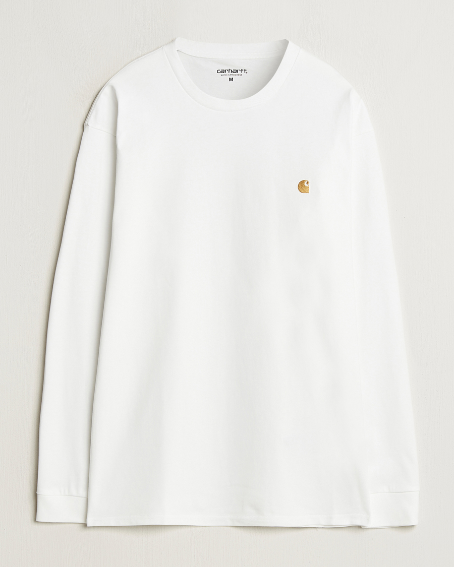 Men | T-Shirts | Carhartt WIP | Chase Combed Cotton Long Sleeve T-Shirt White/Gold